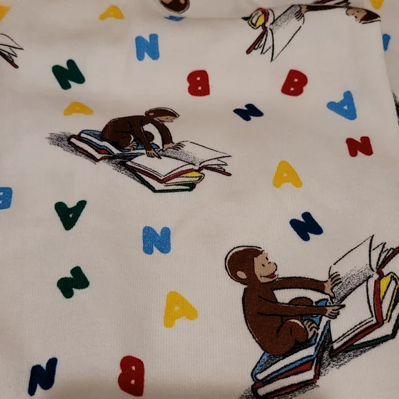 NWT Hanna Andersson Curious George Story Time Long John Pajama Set. - Picture 7 of 11